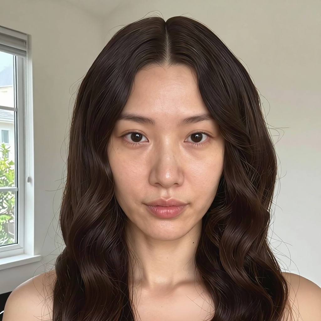The customer wearing 20" Dark Brown Scalp Hair Fill-Ins (50g)